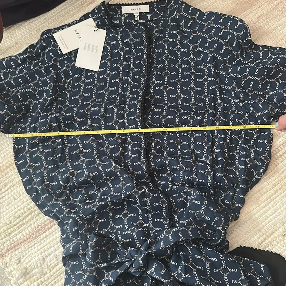 New REISS Viviyan Chain Print A-line Flippy Dress In Navy Size 6 - Picture 9 of 9